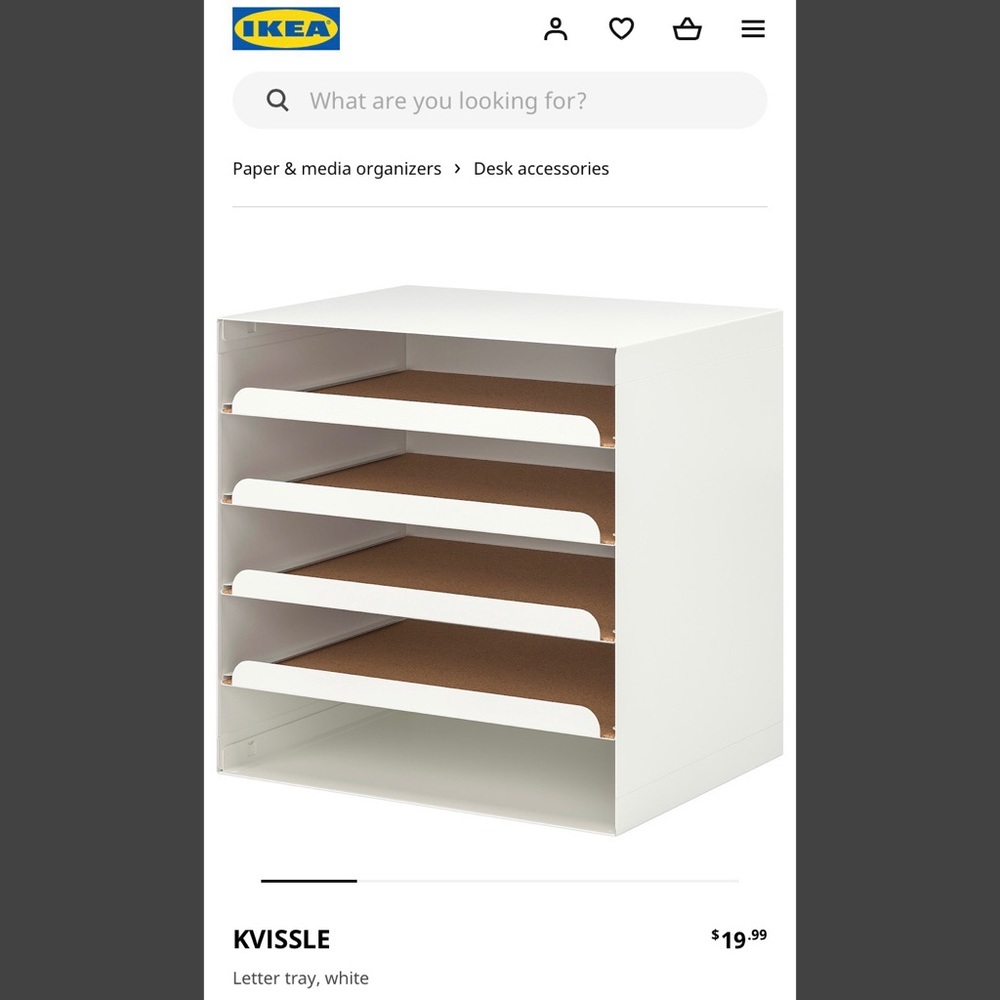 IKEA KVISSLE 5-Section Desk/Letter Tray White/Cork